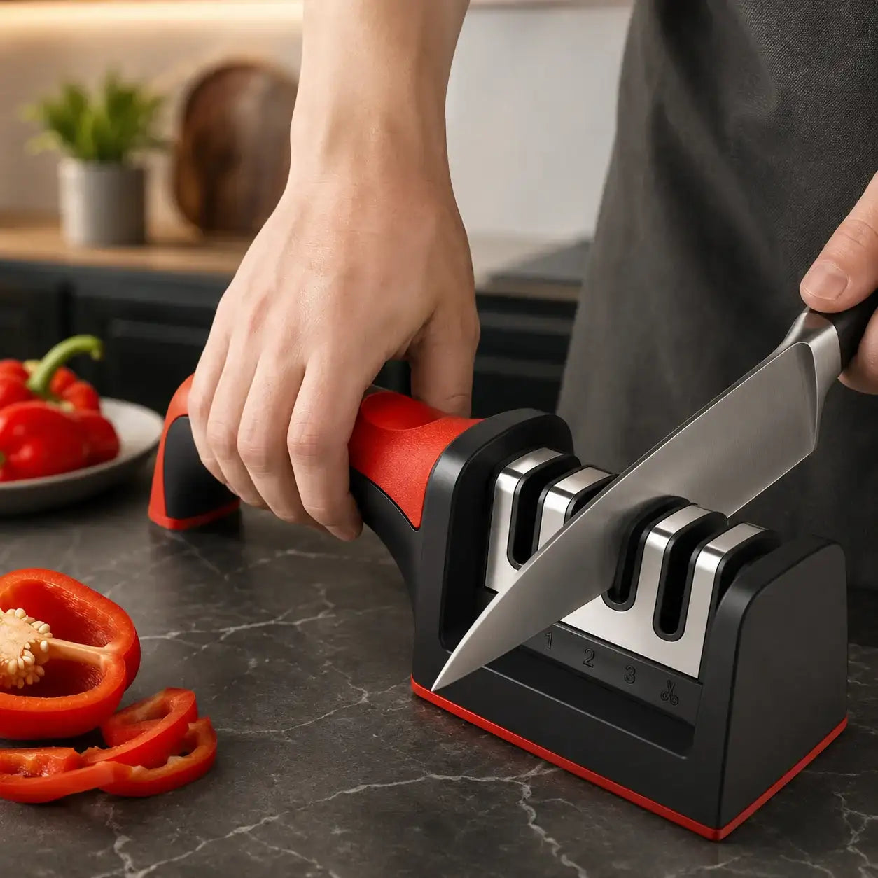 4-in-1 Knife & Scissors Sharpener – Professional Kitchen Knife Sharpening Tool