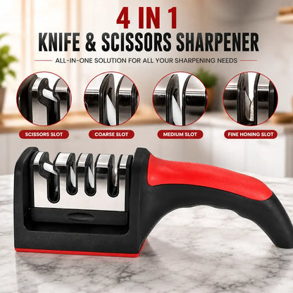 4-in-1 Knife & Scissors Sharpener – Professional Kitchen Knife Sharpening Tool