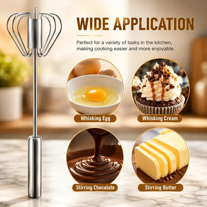 Stainless Steel Push-Down – Manual Rotary Hand Mixer For Coffee, Baking And Cooking