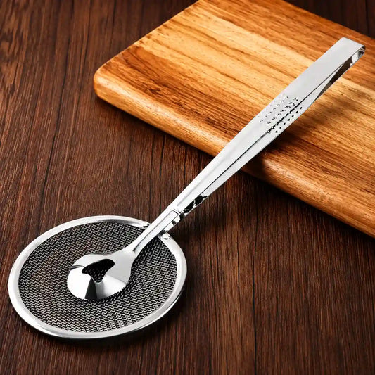 Stainless Steel Cooking Strainer & Food Filter Tongs – Fine Mesh Oil Frying Skimmer